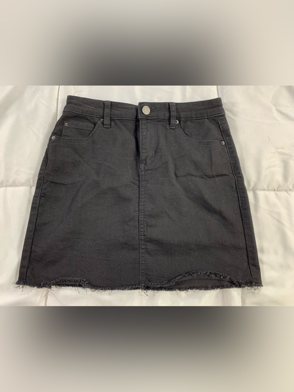 Pre loved Garage Black Denim Frayed Hem Skort